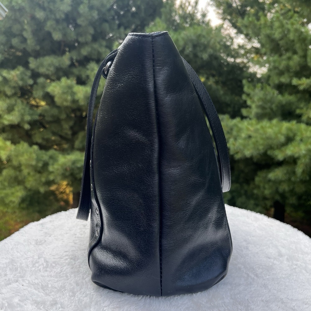 Patricia Nash Pebbled Leather Zip Top Tote Black Work Laptop Shoulder Bag Large - Picture 5 of 12